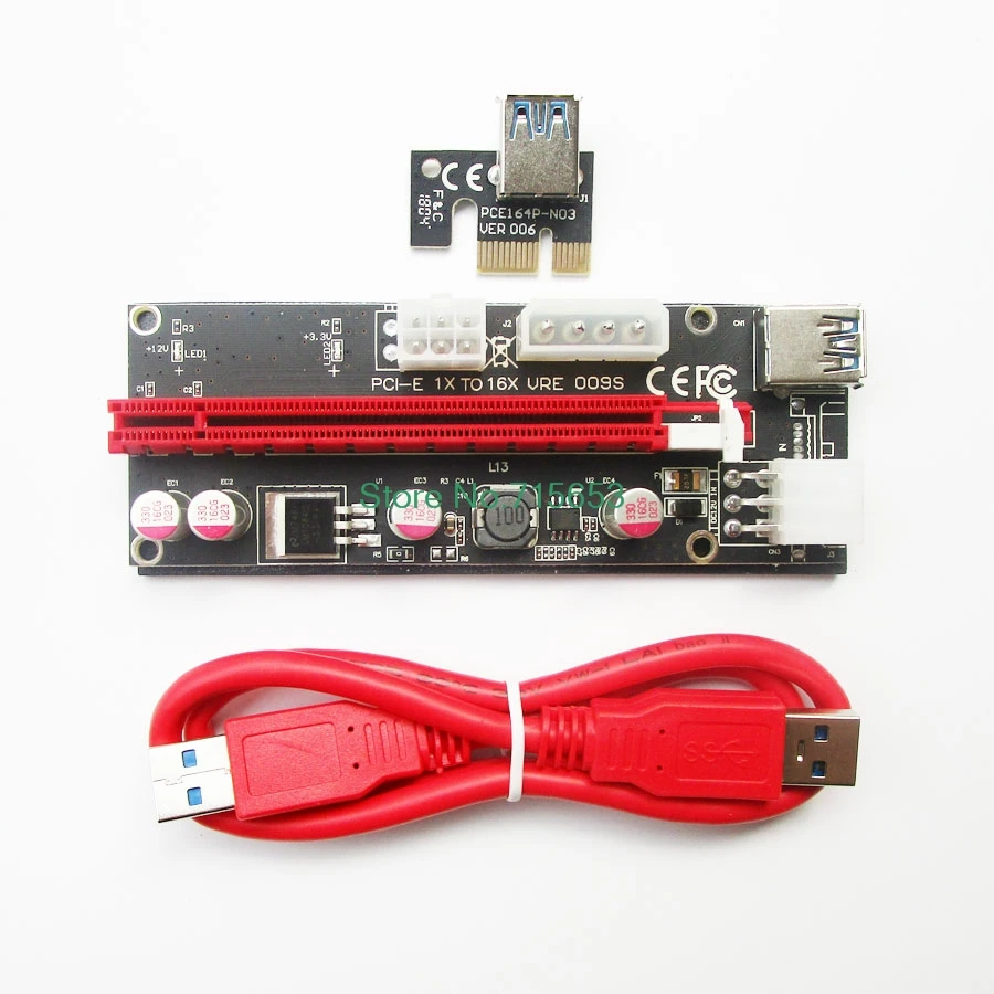 009 S PCIe Riser 1x к 16x Графика расширение для GPU добыча Powered стояка адаптера 60 см Кабель USB