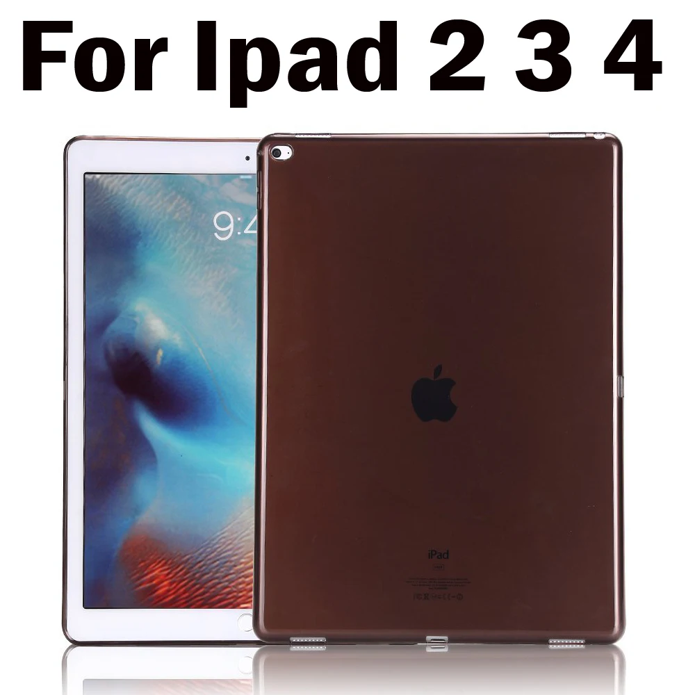 Для Apple iPad 2/3/4 прозрачный чехол Мягкий силиконовый чехол задняя крышка из ТПУ защитный чехол для планшета в виде ракушки для iPad Mini 1 2 3 - Цвет: Black for Ipad 2 3 4