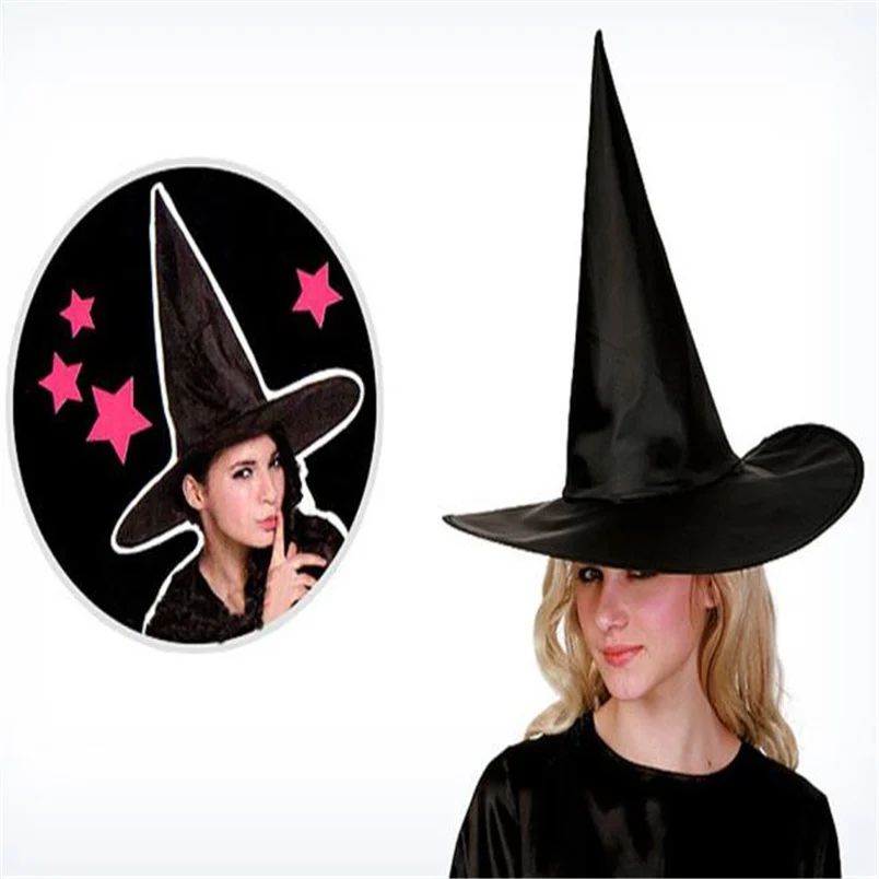 2018 New Fashion 6Pcs Adult Womens Black Witch Novelty Pointed Eye-catching Hat For Halloween Costume Accessory Cap F#L23 (1)