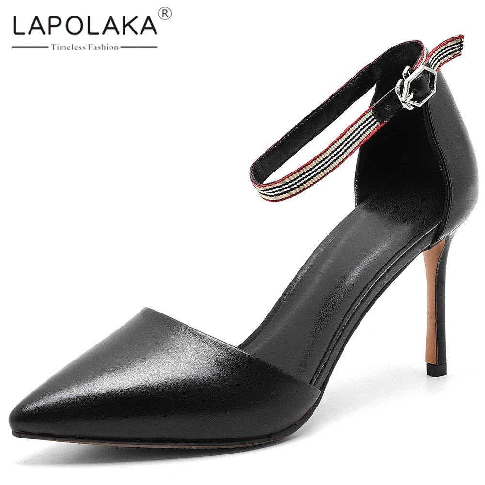 

Lapolaka New Arrivals 2019 Cow Leather Buckle Elegant Sandals Woman Shoes Thin High Heels Summer Sandals Female Shoes Woman