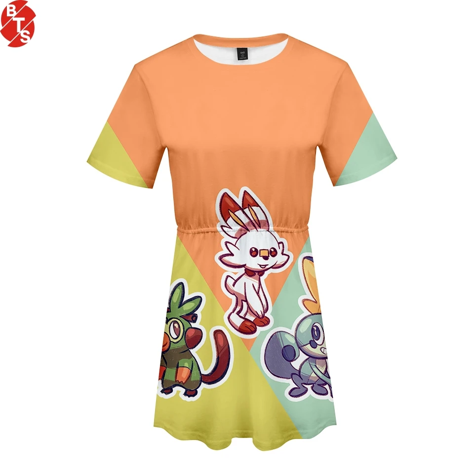 Pokemon Sword and Shield 3D Printed Dress for Women Fashion Summer Short Sleeve Dress 2019 Hot Sale harajuku Streetwear Clothes