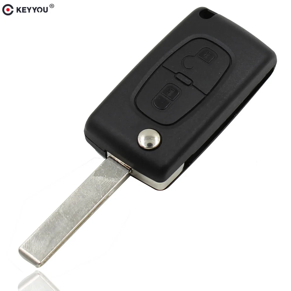 

KEYYOU 25x Flip Folding 2 Button Remote Key Case Shell For Citroen C2 C5 C3 C4 C6 C8 CE0523 With Groove