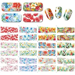 12 листов/Lot Летний стиль Вода ногтей наклейки цветок ногтей Книги по искусству переноса воды Stickersu переводные тату Manicre Декор BN013-024