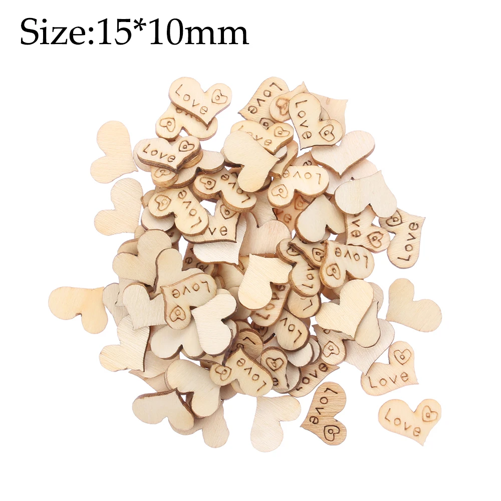 

100pcs Mixed Love Heart Shape Rustic Wooden Button Wedding Table Scatter Home Decor DIY Crafts Card Making Embellishment