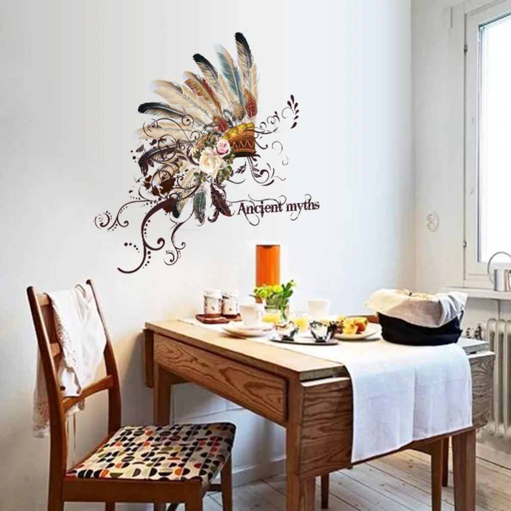 Indian Wall Stickers Creative Fashion Chief Tribal Hat Wall Decals