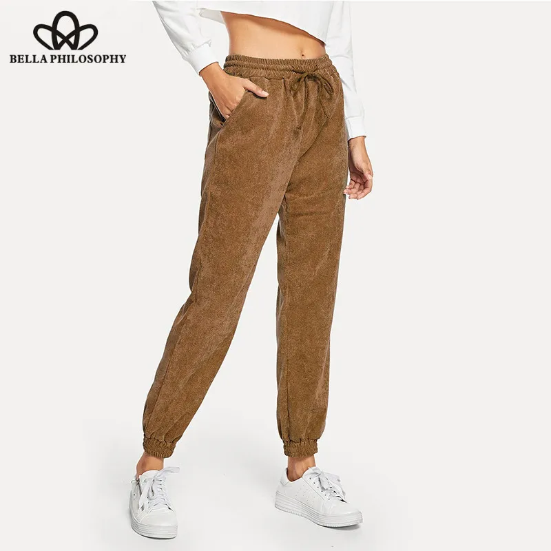 Wonder 2018 new autumn winter casual straight pants women lady warm corduroy pants high waist long elastic trousers girl bottoms
