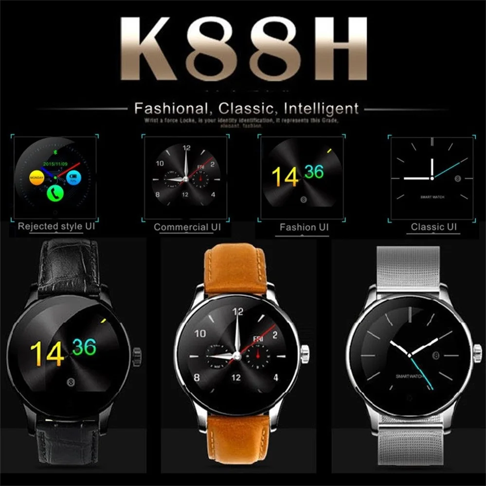 Colosia K88H Bluetooth Смарт-часы MTK2502 голосового управления Smartwatch в Водонепроницаемый с