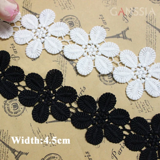 

1yrd/lot Width:4.5cm Cute flower design water soluble lace trims Polyester chemical lace patch Garment DIY accessories(ss-6854)