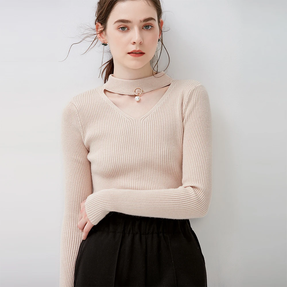 Sweater women 2018 autumn winter new leggings V collar hanging neck slim sweater sweater knitted sweater thick style Sweater women 2018 autumn winter new leggings V collar hanging neck slim sweater sweater knitted sweater thick style