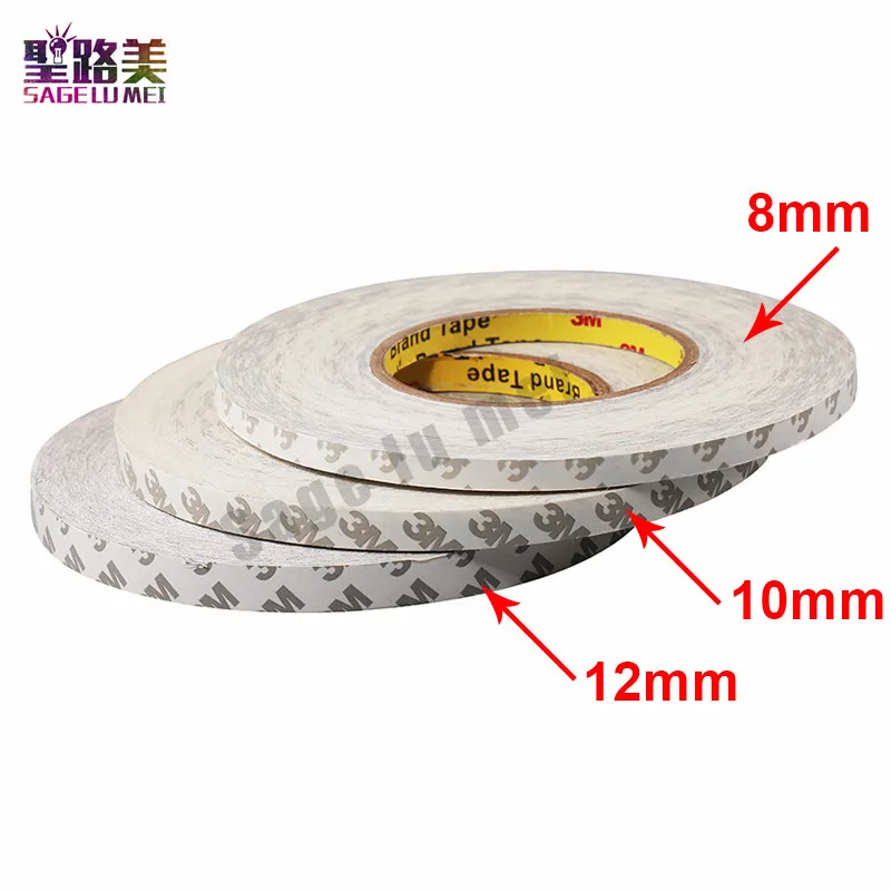 

50M/Roll 8mm 10mm 12mm 3M Adhesive Tape Double Sided Tape for 3528 5050 ws2811 Led strips Free shipping
