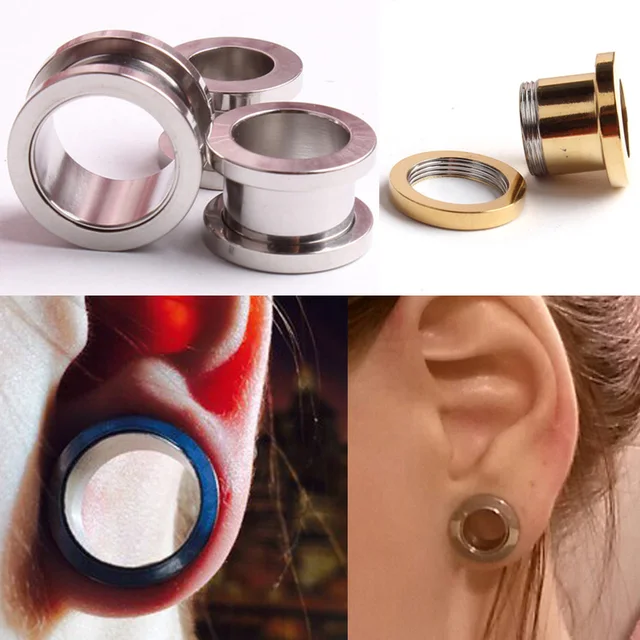 2pcs Stainless Steel Ear Plug Tunnel Stretcher Flesh Gauge 2pcs Stainless Steel Ear Plug Tunnel Stretcher Flesh Gauge Expander Men Women Earrings Plugs