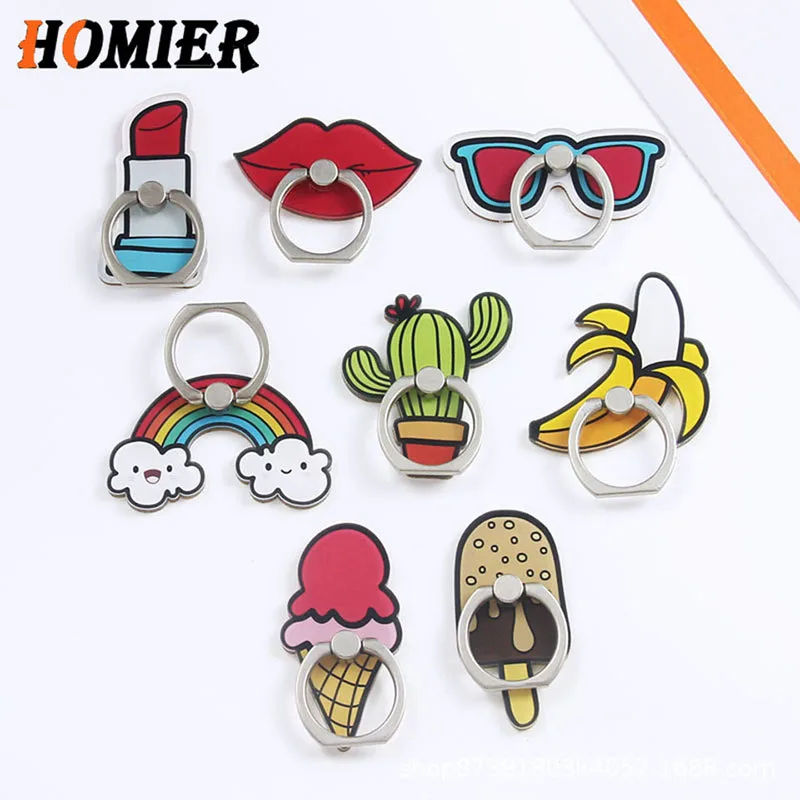 

Universal Metal Phone Stand Bracket Stand Phone Holder Finger Cute Cartoon Stand for iphone 7 8 Plus X XS MAX XR Desktop stan