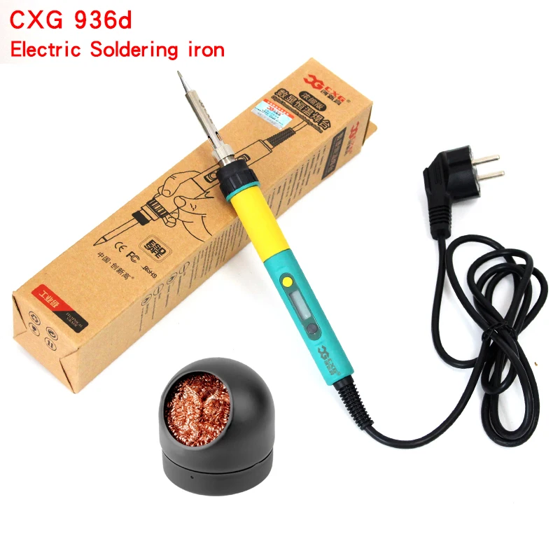 

100W CXG936d+ LCD Display Electrical Solrding Iron Adjustable Temperature 220V EU Plug, Cleaning Steel for welding tools