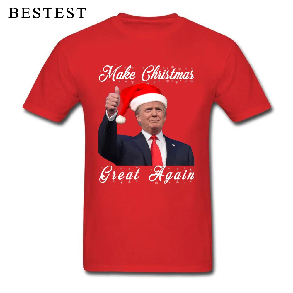 O Neck Fashionable 100% Cotton Fabric Mens T-Shirt Printed On Short Sleeve Tops T Shirt New Coming Family Tshirts Make ChristmasGreat Again Donald Trump Shirts 2151 red