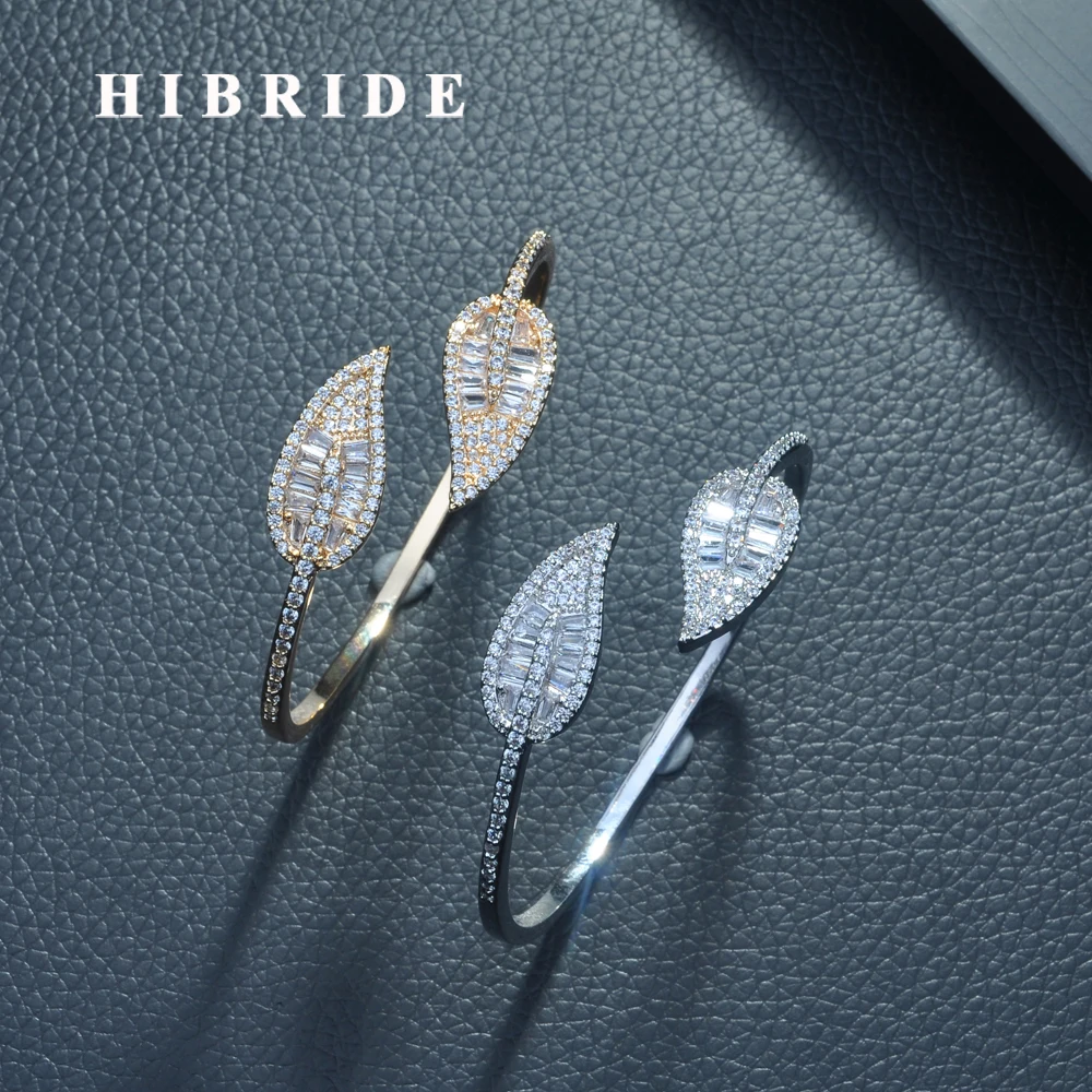 

HIBRIDE Latest Fashion Adjustable Open Bangles&Bracelets Women Micro Cubic Zirconia Pave Bangle Party Gifts Bijoux Femme B-146