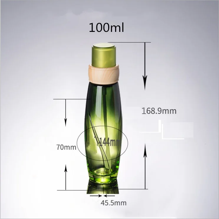 40ml 100ml 120ml Glass Emulsion Bottle Empty Cosmetic Containers Bottle Green Glass Series Set Essence Bottle 6PcsLot  (2)