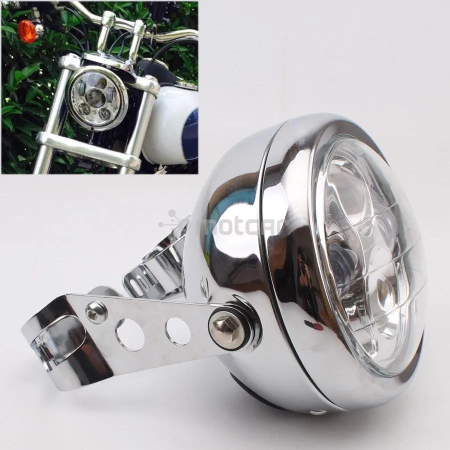 Универсальные винтажные металлические фары для мотоцикла Harley Honda Chrome