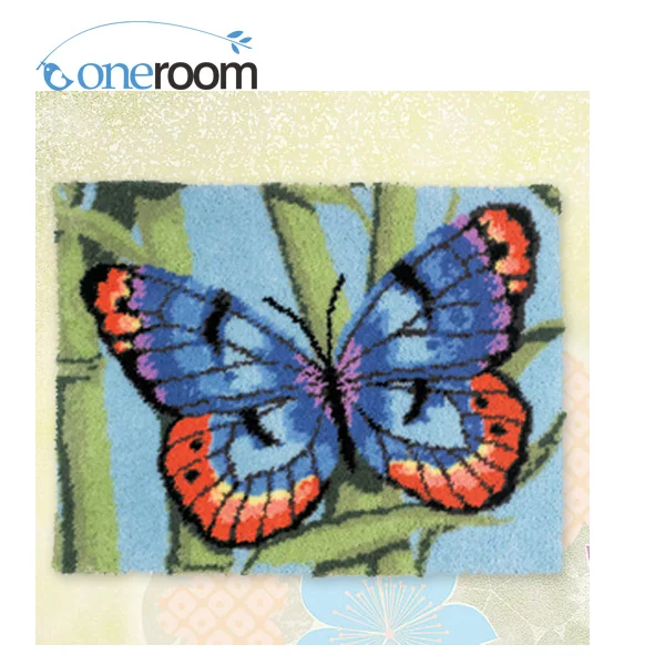 

ZD045 butterfly Hook Rug Kit DIY Unfinished Crocheting Yarn Mat Latch Hook Rug Kit