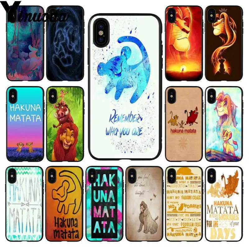 Мягкий чехол Yinuoda Hakuna matata The Lion King для iPhone X XS MAX 6 6S 7 7plus 8 8Plus 5 5S XR|Чехлы-накладки| |