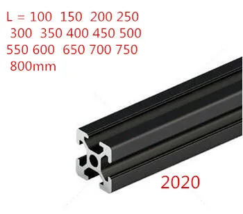 

1PC BLACK 2020 European Standard Anodized Aluminum Profile Extrusion 100-800mm Length Linear Rail for CNC 3D Printer