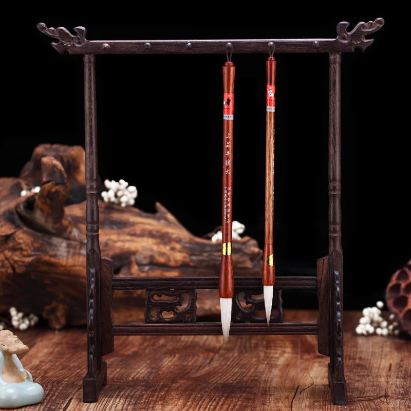 Goedkoop Chinese Traditionele Kalligrafie Borstel Pen Houder 12 Haak Kip vleugel Hout Pen Hanger Borstel Stand Rest Schrijven Schilderen Leveringen