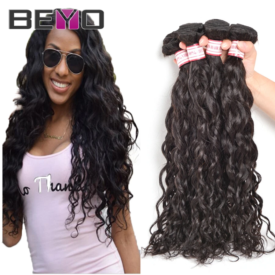 Brazilian Virgin Hair Water Wave 3 Bundles Brazilian Hair Natural Wave Human Hair Extensions Curly Brazilian Hair Weave Bundles