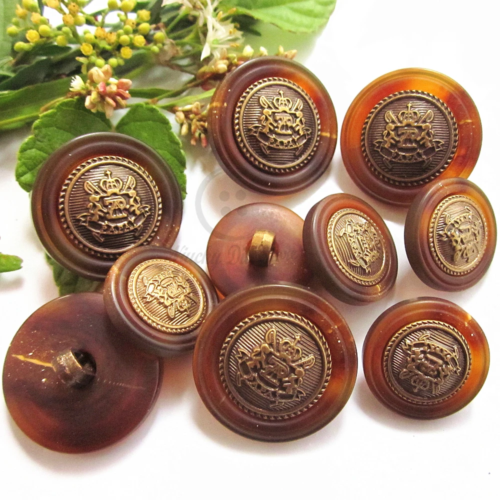 50pcs 18mm / 23mm Brown double lion pattern combined Classic British wind fashion casual suit buttons for sewing materials | Дом и сад
