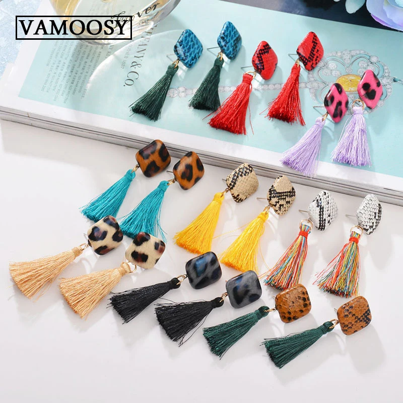 

Europen Snake Skin Tassel Earrings for Women Temperament Simple Long Tassel Earrings Personality Wild Students Earrings Jewelry