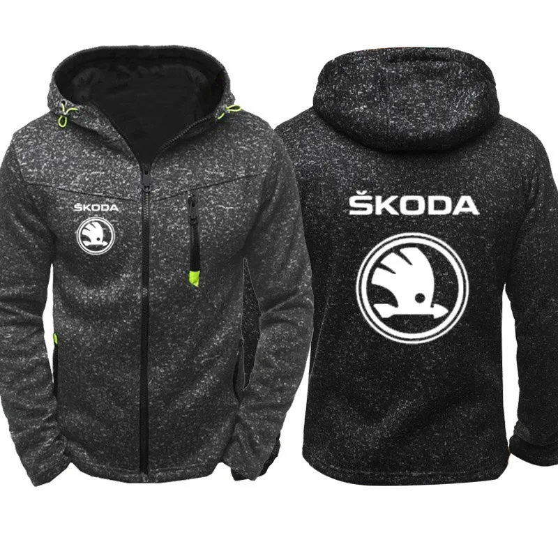 Tanie Bluzy męskie Skoda samochód nadruk logo Casual Hip Hop Harajuku z długim rękawem bluzy z kapturem męskie kurtka z zamkiem człowiek z kapturem odzież