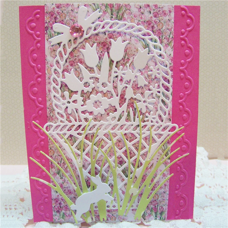 

Naifumodo Easter Flower Basket Dies Metal Cutting Dies Stencils Scrapbooking Embossing for Paper Card DIY Craft Photo Album New