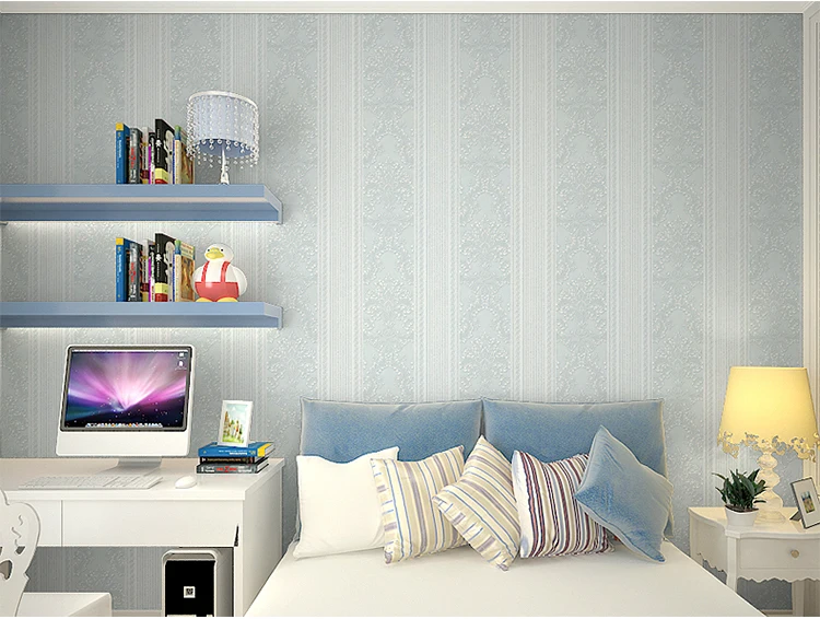 

cheaper wholesale European luxury non-woven wallpaper 3d vertical stripes foaming solid sitting room bedroom TV back wall paper