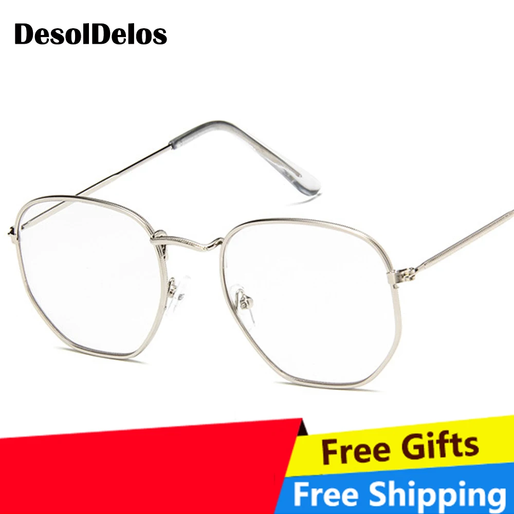 Винтажные прозрачные оправа солнцезащитных очков для женщин и мужчин ретро оптические очки оправа мужские шестигранные солнцезащитные очки линзы de sol mujer