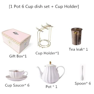 Английский стиль [1 чайник+ 6 чашек] кофейная чашка набор посуды Европейский керамический простой послеобеденный чайный набор Подарочная коробка американская чайная кружка - Цвет: 24