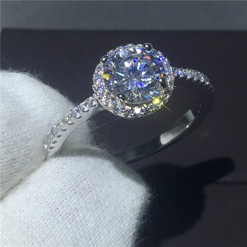 Бесконечное ювелирное свадебное кольцо для женщин 2ct 5A Циркон Кристалл Кольца из стерлингового серебра 925