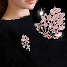 New Hot Selling Fashionable Opal Stone Flower Brooch Pin Women Garment Accessories Brooches Pin Birthday Gift Large Brooch