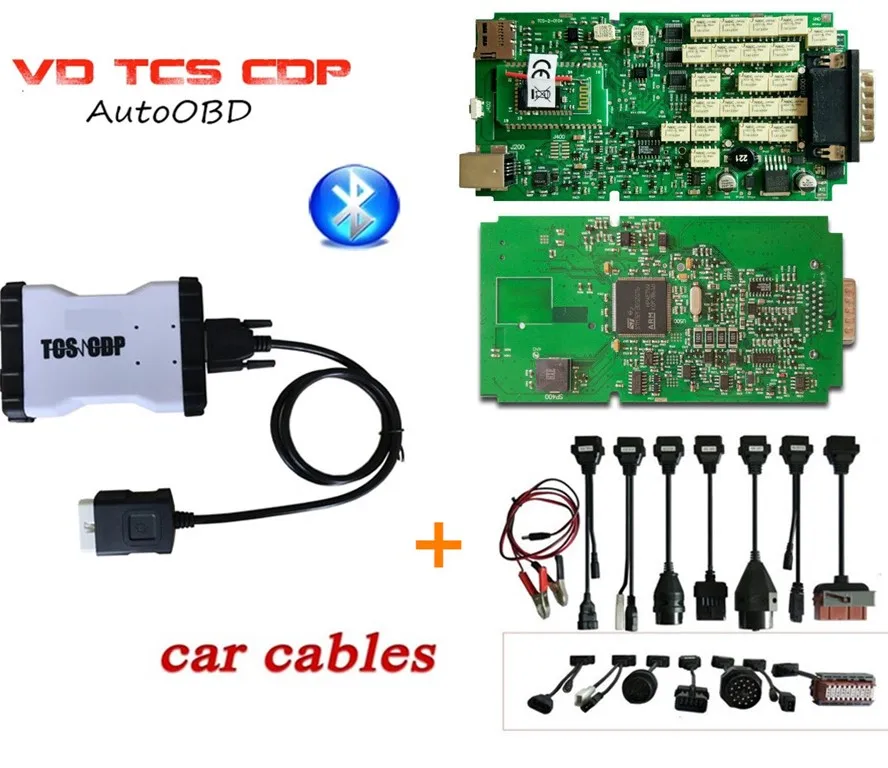 Фото DHL Новый VD TCS CDP pro 2015R3 keygen один зеленый PCB Bluetooth Автомобильный | Кабели и коннекторы для диагностики авто (32921115600)