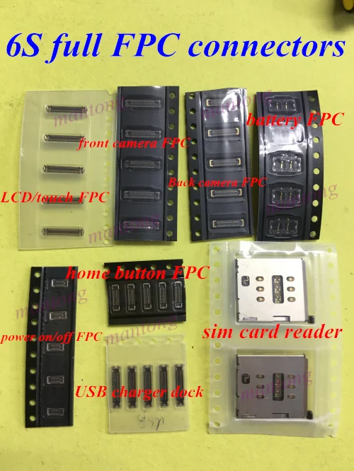 2sets(16pcs) full FPC connectors for iPhone 6S 4.7&quot LCD/touch on/off 3D home button camera usb dock battery SIM card | Электронные