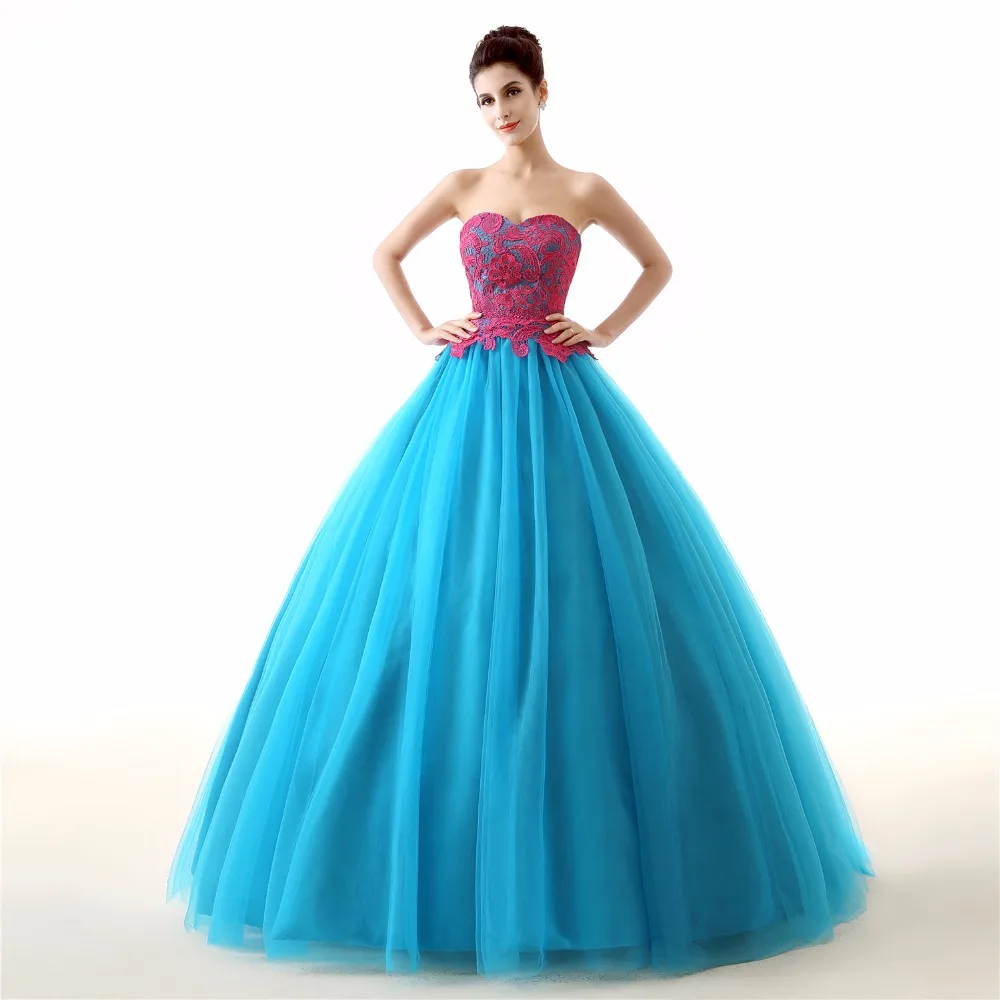 Голубое праздничное платье бальное платье 15 лет платья кружевной тюлевый материал с накладным орнаментом сладкий 16 платье Vestidos De 15 Anos
