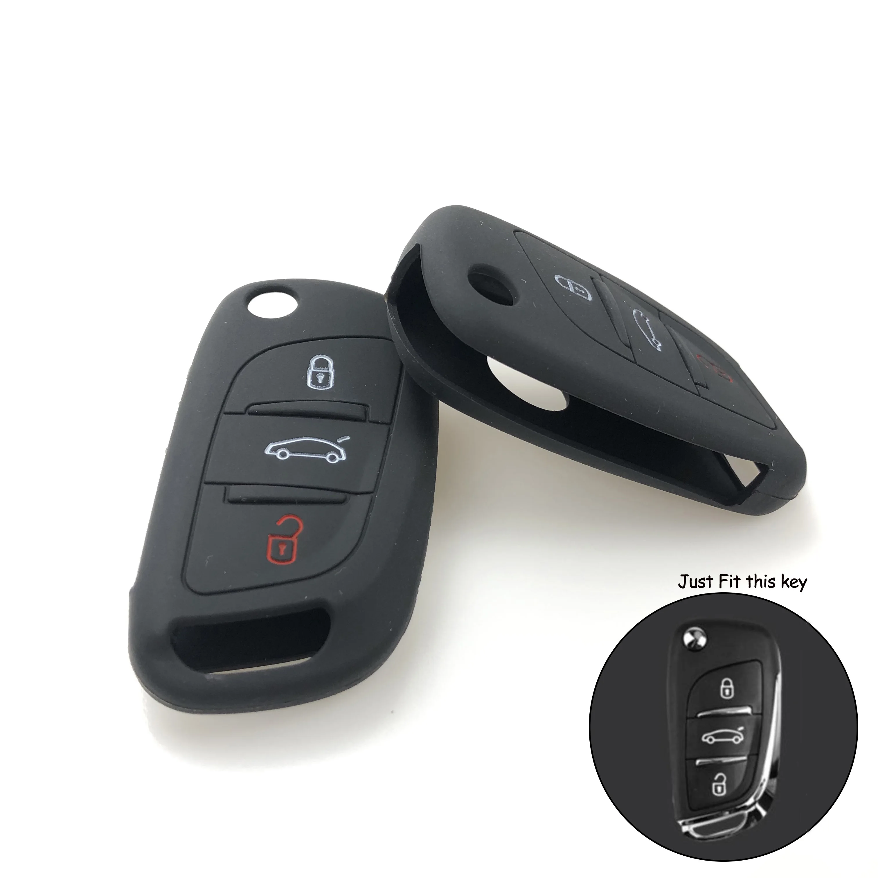 

Silicone Car Key Case Cover 3 Buttons for Modified Citroen C4 C5 DS4 For Peugeot 107 207 307 407 308 607 Folding Key