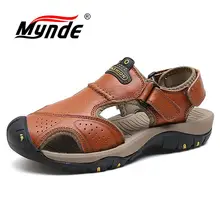 Mynde/Новинка года; мужские летние сандалии из натуральной кожи; брендовые новые пляжные мужские сандалии; дышащие шлепанцы; Высококачественная мужская повседневная обувь