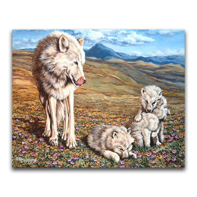 Full Round Diamond painting Wolf DIY 3D Diamond mosaic Animal Wolves art Full Square Diamond embroidery Cross stitch Cartoon dog