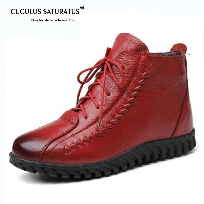 

Cuculus Warm comfortable fur one wool shoes snow boots women boots winter boots cow leather shoes non-slip flat boots 1777