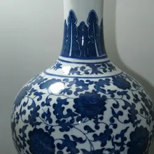 Изысканные старые синие и белые фарфоровые керамические вазы из расписного фарфора 8,6 дюймов высокого коллекционные фарфоровые вазы