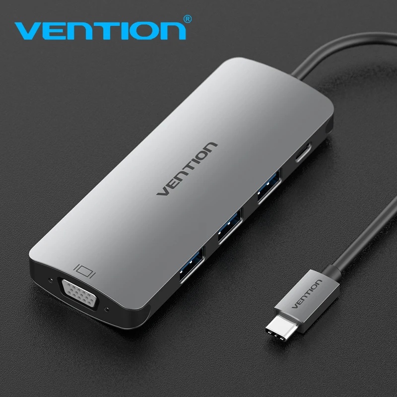

Vention USB C Adapter USB-C to 3.0 HUB VGA Thunderbolt 3 Adapter for MacBook Samsung Galaxy S9/S8 Huawei P20 Type C Converter
