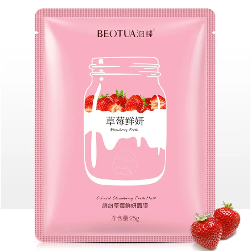 Strawberry 01 Растительные экстракты, фруктовые маски для лица, коллагеновая эссенция, маска для лица, очищающая, отбеливание, увлажнение, укрепление контроля за жирностью, уход за лицом - Color: Strawberry 01