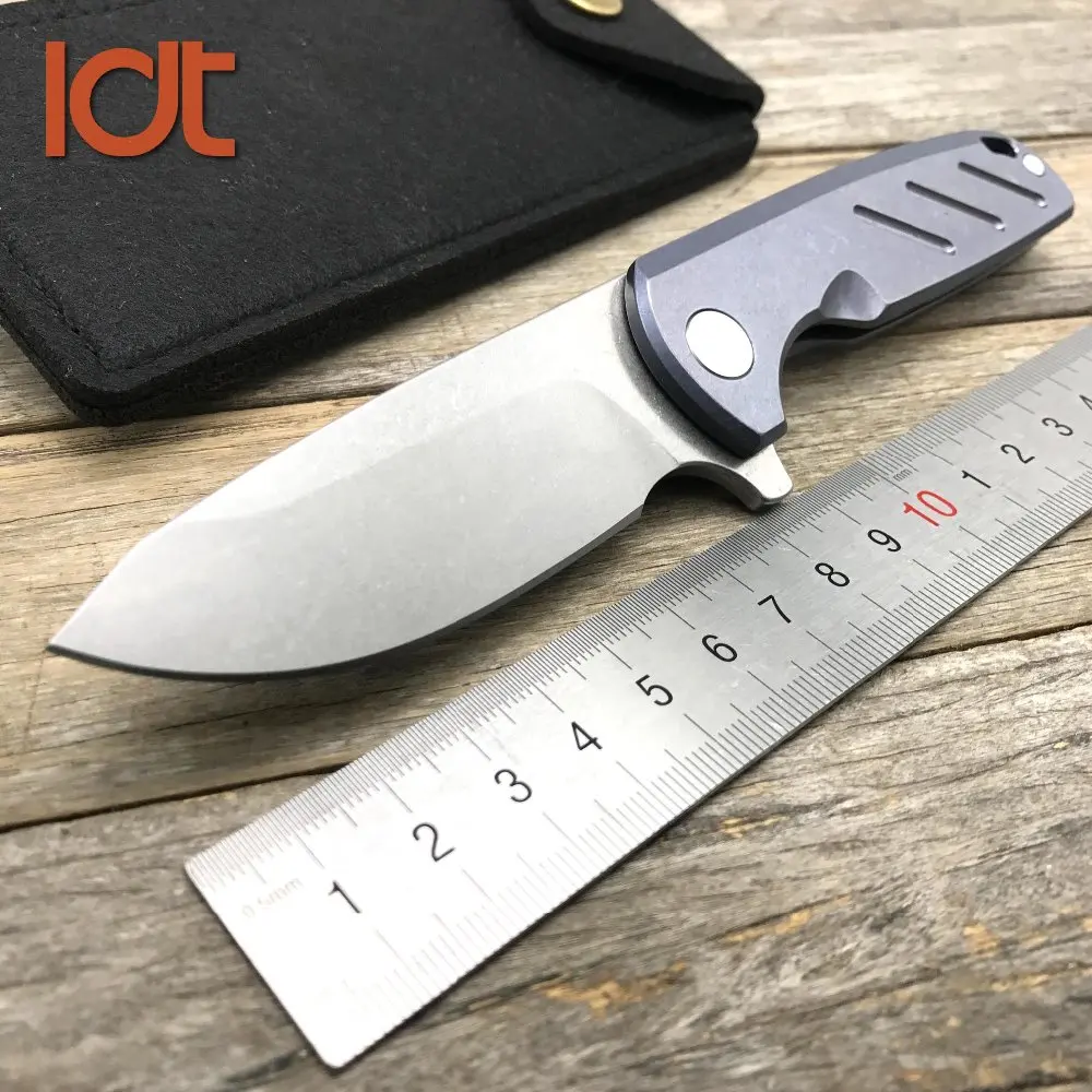 Comprar LDT de aleación de diente cuchillo plegable D2 hoja de titanio TC4 manejar cuchillos al aire libre Camping cuchillo de caza de supervivencia de bolsillo herramientas EDC