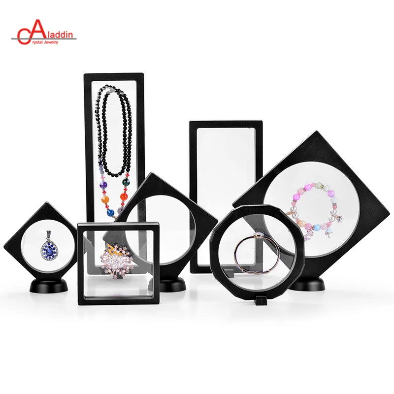 

Aladdin 2019 Transparent Jewelry Display Box Ring Suspended Floating Holder Case Jewelry Coins Gems Jewelry Stand Cases