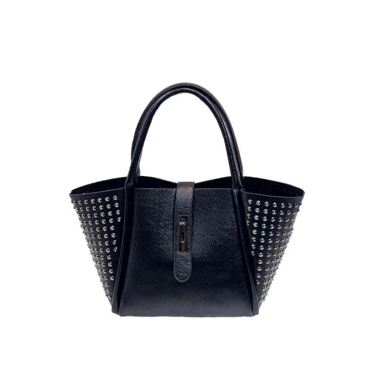 Korean Style Casual Large Tote Bag Simple Fashion PU font b Handbag b font Designer Rivet