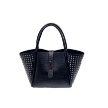 Korean Style Casual Large Tote Bag Simple Fashion PU font b Handbag b font Designer Rivet