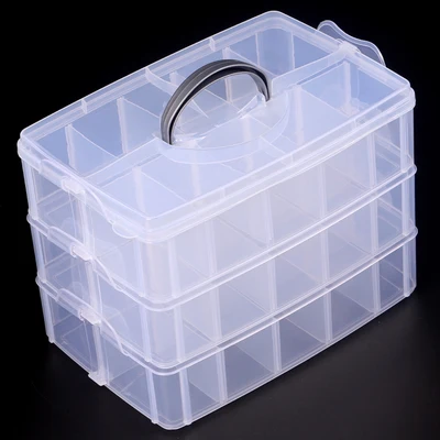 3 Layer Plastic Jewelry Storage Box Ring Earring Beads Storage Organizer Bin Display Case With Compartment 3 Layer Plastic Jewelry Storage Box Ring Earring Beads Storage Organizer Bin Display Case With Compartment